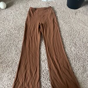 Brown lululemon flare leggings, size 2, worn once, on the longer side